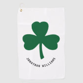 Lucky Shamrock Green Clover Monogram Name Golfhanddoek (Voorkant)