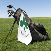 Lucky Shamrock Green Clover Monogram Name Golfhanddoek (Groen)