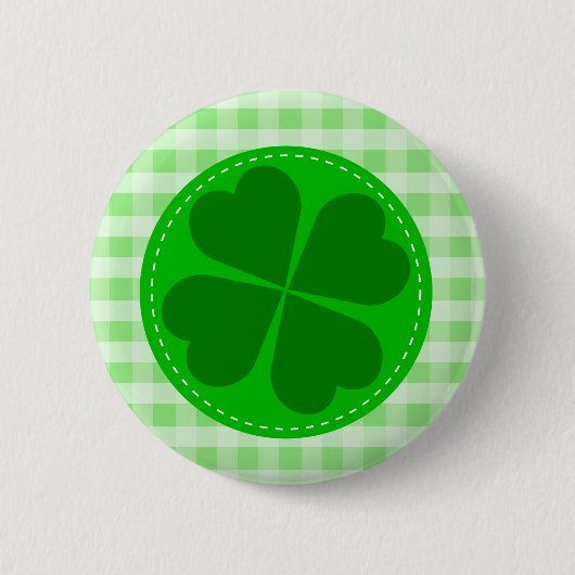 Lucky Shamrock Green Geruit Ronde Button 5,7 Cm (Voorkant)