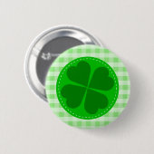 Lucky Shamrock Green Geruit Ronde Button 5,7 Cm (Voorkant /achterkant)
