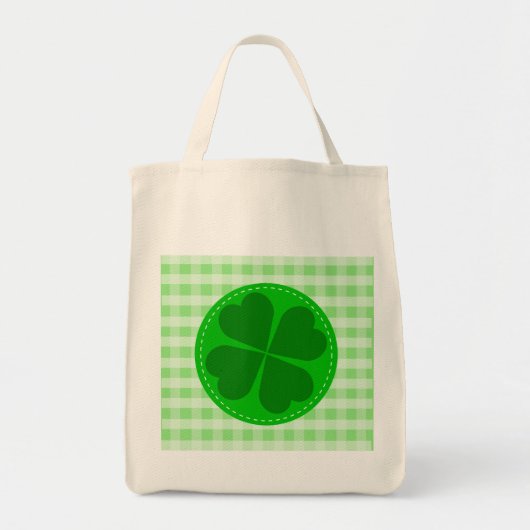 Lucky Shamrock Green Geruit Tote Bag (Voorkant)