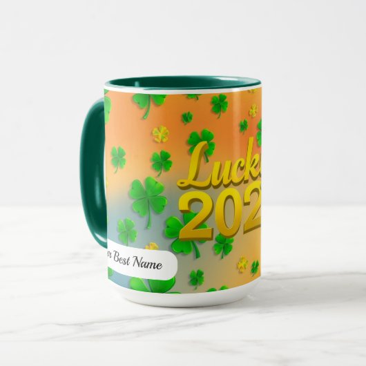 Lucky Shamrock Groen Mok (Voorkant links)