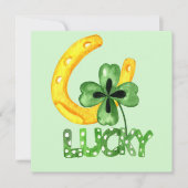 Lucky Shamrock & Hoefijzer Flat Wenskaart (Voorkant)