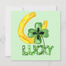 Lucky Shamrock & Hoefijzer Flat Wenskaart