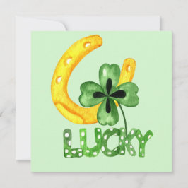 Lucky Shamrock & Hoefijzer Flat Wenskaart