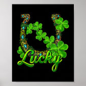 Lucky Shamrock Hoefijzer Funny Horse St Patricks D Poster (Voorkant)