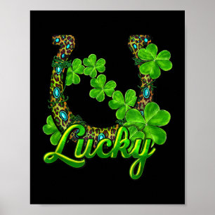 Lucky Shamrock Hoefijzer Funny Horse St Patricks D Poster