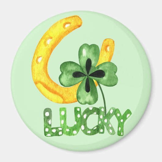 Lucky Shamrock & Hoefijzer Magneet (Voorkant)