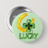 Lucky Shamrock & Hoefijzer Ronde Button 7,6 Cm (Voorkant /achterkant)