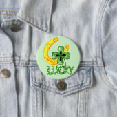 Lucky Shamrock & Hoefijzer Ronde Button 7,6 Cm (In situ)