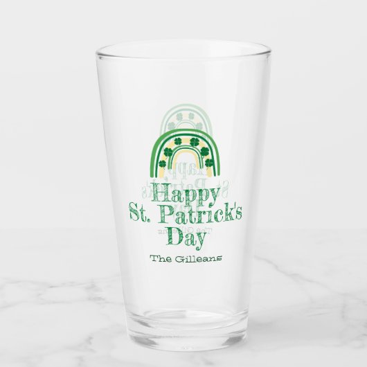 Lucky Shamrock hoefijzer St Patricks Day Beer Glas (Voorkant)