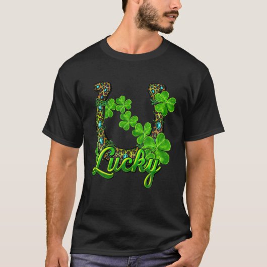 Lucky Shamrock Hoefijzer St Patrick's Day T-shirt (Voorkant)