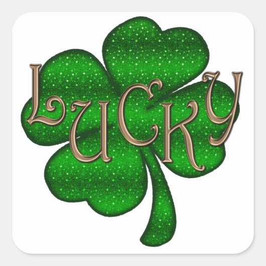Lucky Shamrock ID961 Vierkante Sticker (Voorkant)