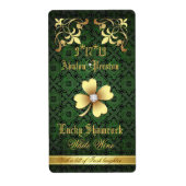 Lucky Shamrock Kant Bruiloft Wijn Label (Voorkant)