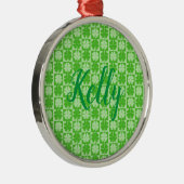 Lucky Shamrock, Kelly, Personalize Metalen Ornament (Rechts)