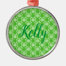 Lucky Shamrock, Kelly, Personalize Metalen Ornament