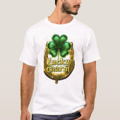Lucky shamrock Keltische hoefijzer charme op wit T-shirt (Voorkant)