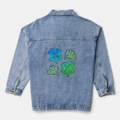 Lucky Shamrock Klaver Geluk Denim Jacket (Achterkant)