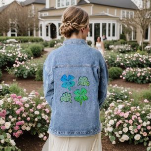Lucky Shamrock Klaver Geluk Denim Jacket
