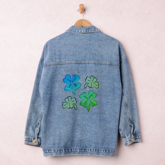 Lucky Shamrock Klaver Geluk Denim Jacket (Hangar)