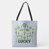 Lucky Shamrock Klaver Minimale Modern Patroon Blau Tote Bag (Voorkant)