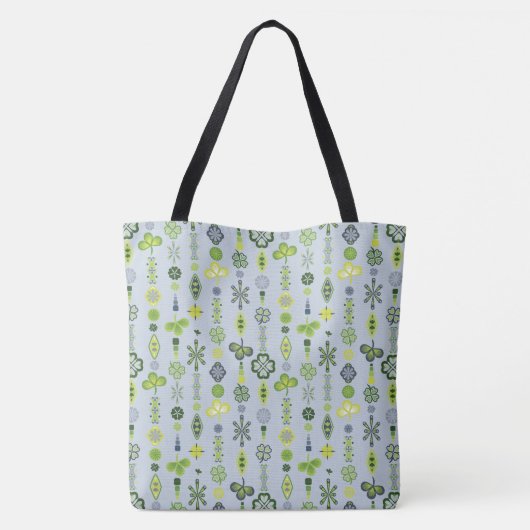 Lucky Shamrock Klaver Minimale Modern Patroon Blau Tote Bag (Achterkant)