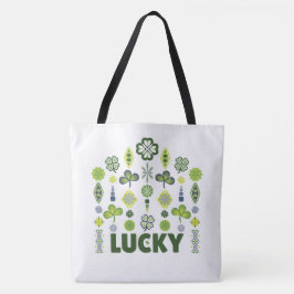 Lucky Shamrock Klaver Minimale Modern Patroon Wit Tote Bag