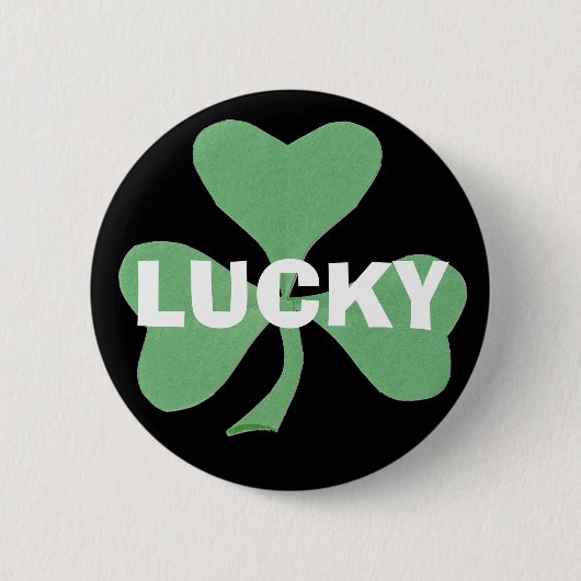 Lucky shamrock-knop ronde button 5,7 cm (Voorkant)