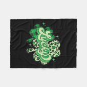 Lucky Shamrock Leopard,checkered Patricks Day Funn Fleece Deken (Voorkant (Horizontaal))
