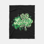 Lucky Shamrock Leopard,checkered Patricks Day Funn Fleece Deken (Voorkant)