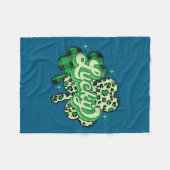 Lucky Shamrock Leopard,checkered Patricks Day Funn Fleece Deken (Voorkant (Horizontaal))