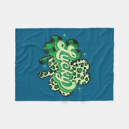 Lucky Shamrock Leopard,checkered Patricks Day Funn Fleece Deken (Voorkant (Horizontaal))