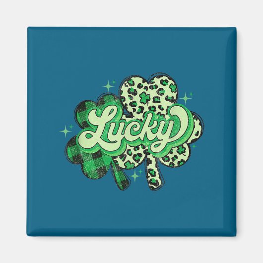 Lucky Shamrock Leopard,checkered Patricks Day Funn Magneet (Voorkant)