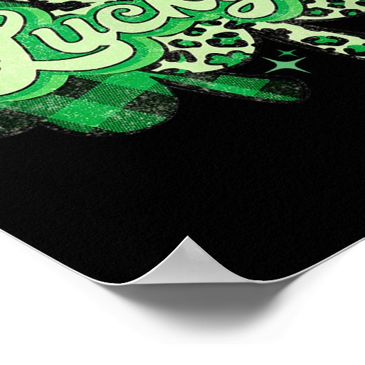 Lucky Shamrock Leopard,checkered Patricks Day Funn Poster (Hoek)