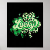 Lucky Shamrock Leopard,checkered Patricks Day Funn Poster (Voorkant)