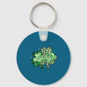 Lucky Shamrock Leopard,checkered Patricks Day Funn Sleutelhanger (Voorkant)
