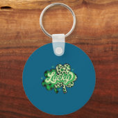 Lucky Shamrock Leopard,checkered Patricks Day Funn Sleutelhanger (Voorkant)