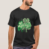 Lucky Shamrock Leopard,checkered Patricks Day Funn T-shirt (Voorkant)