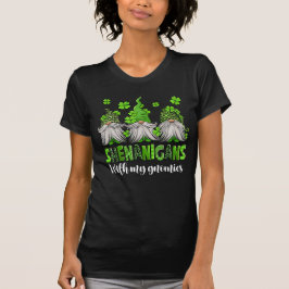 Lucky Shamrock Leopard Gnomes St Patricks Day T-shirt