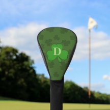 Lucky Shamrock Monogram Green Golf Head Hoesje