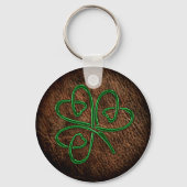 Lucky shamrock on lederen textuur sleutelhanger (Voorkant)