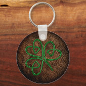Lucky shamrock on lederen textuur sleutelhanger (Voorkant)