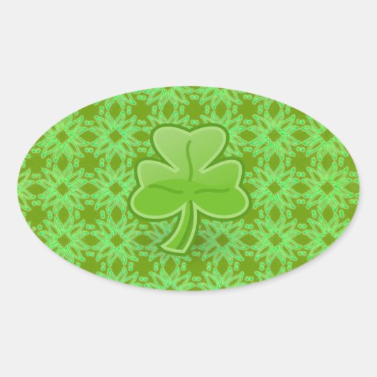 Lucky Shamrock Ovale Sticker (Voorkant)