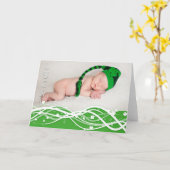 "Lucky" Shamrock Pattern Newborn Foto Kaart (Gele Bloem)