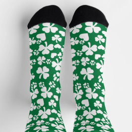 Lucky Shamrock & Paw Print Groene Sokken