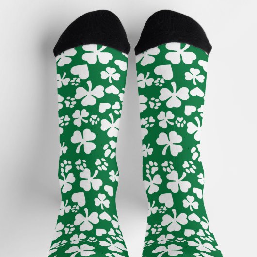 Lucky Shamrock & Paw Print Groene Sokken (Top)