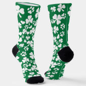 Lucky Shamrock & Paw Print Groene Sokken (Gebogen)