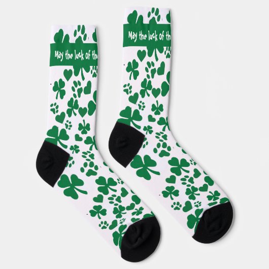 Lucky Shamrock Paw Print Sokken - St. Patrick's Da (Rechts)