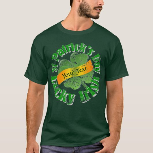 Lucky shamrock personaliseerde St Patrick's T-shirt (Voorkant)