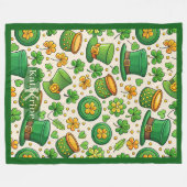 Lucky Shamrock Pot of Gold Ierse Hoed St Patricks Fleece Deken (Voorkant (Horizontaal))